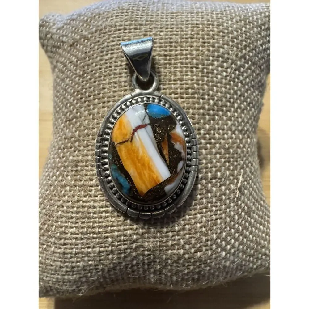 Spiny Oyster Turquoise 925 Pendant